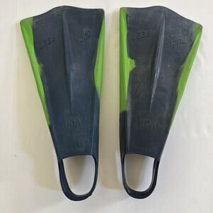 Voit Duck Feet Fins Large Green Blue Swim Surf Bodyboard Snorkel Scuba